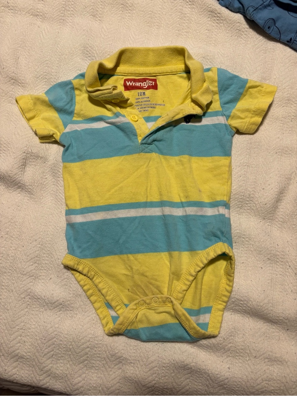 Wrangler Yellow & Blue Striped Polo One-Piece Bodysuit